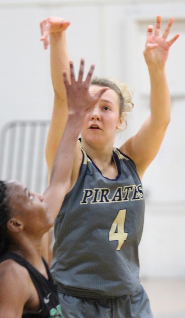 Jessie Goodluck (4) puts up a contested jump shot. Photo credit: Nick Dailey